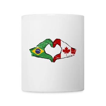 Brazil Canada Flag Hands Heart Shape Used - Mug - white - Front