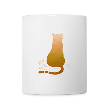Schlafende Katze mit Wollknäuel - Tasse - Weiß - Vorne