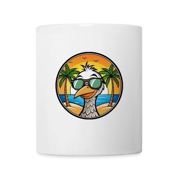 Straußen, Lustig, Cartoon, Sommer, Strand, Sonnenbrille, Cool - Tasse - Weiß - Vorne