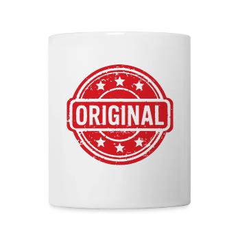 Ursprüngliches Grunge-Gummistempel-Abzeichen-Vektordesign - Tasse - Weiß - Vorne
