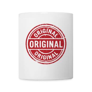 Ursprüngliches Grunge-Gummistempel-Abzeichen-Vektordesign - Tasse - Weiß - Vorne
