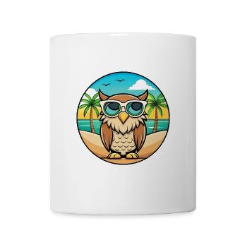 Eule Lustige Cartoon Sommer Strand Sonnenbrille Aufkleber - Tasse - Weiß - Vorne