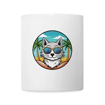 Lunettes de soleil de plage de race de chat angora turc - Mug blanc - blanc - Devant