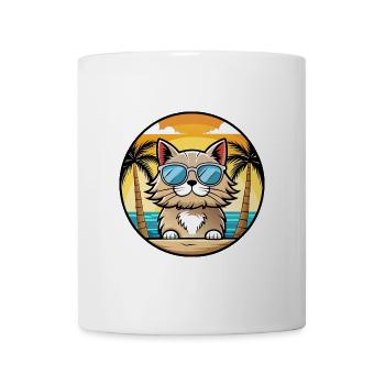 Selkirk Rex Cat Breed Cartoon Lunettes de soleil Beach - Mug blanc - blanc - Devant