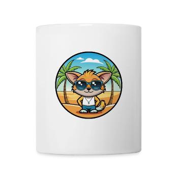 Pixie Bob Katzenrasse Cartoon Sonnenbrille Strand - Tasse - Weiß - Vorne