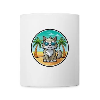 Laperm Cat Breed Cartoon Lunettes de soleil Beach - Mug blanc - blanc - Devant