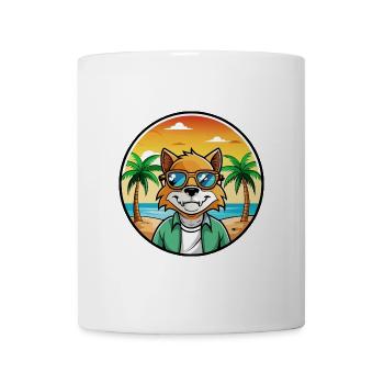 Deutsche Rex Katzenrasse Cartoon Sonnenbrille Strand - Tasse - Weiß - Vorne