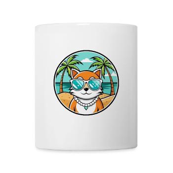 Hantilly Tiffany Cat Breed Cartoon Sunglass Beach - Mug - white - Front