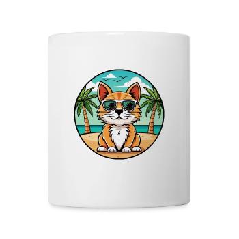 Lunettes de soleil de dessin animé de race de chat à poil long allemand plage - Mug blanc - blanc - Devant