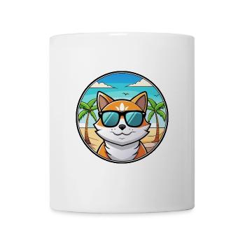 Verdünnte Kattunkatzenrasse Cartoon Sonnenbrille Strand - Tasse - Weiß - Vorne