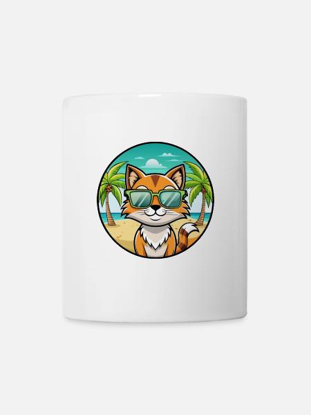 Sokoke Katzenrasse Cartoon Sonnenbrille Strand - Tasse - Weiß