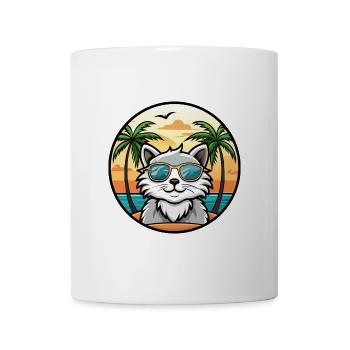 Selkirk Rex Cat Breed Cartoon Lunettes de soleil Beach - Mug blanc - blanc - Devant
