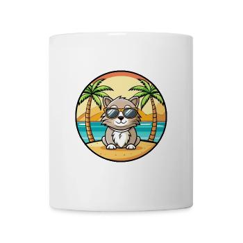 Laperm Cat Breed Cartoon Lunettes de soleil Beach - Mug blanc - blanc - Devant