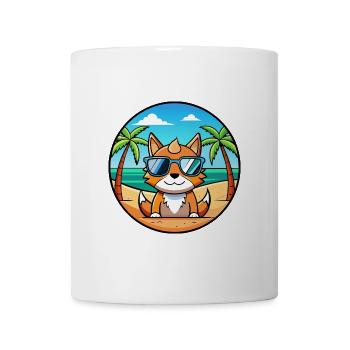 Deutsche Rex Katzenrasse Cartoon Sonnenbrille Strand - Tasse - Weiß - Vorne