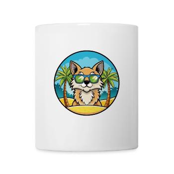 Lunettes de soleil de dessin animé de race de chat à poil long allemand plage - Mug blanc - blanc - Devant