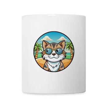 Verdünnte Kattunkatzenrasse Cartoon Sonnenbrille Strand - Tasse - Weiß - Vorne