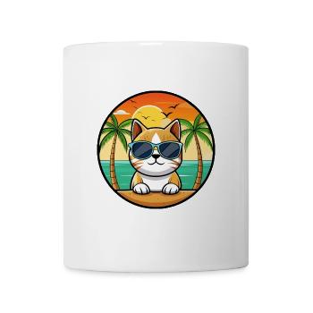Burmesische Katzenrasse Cartoon Sonnenbrille Strand - Tasse - Weiß - Vorne