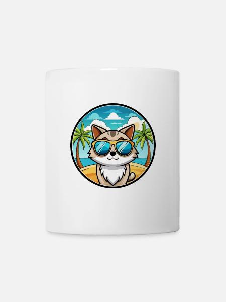 Birma Katzenrasse Cartoon Sonnenbrille Strand - Tasse - Weiß