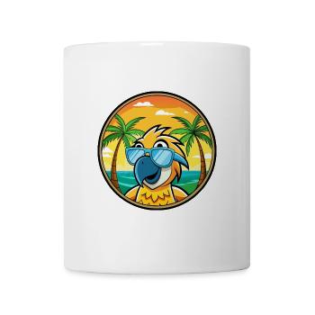 Perroquet Drôle Dessin Animé Plage Été Lunettes De Soleil Cool - Mug blanc - blanc - Devant
