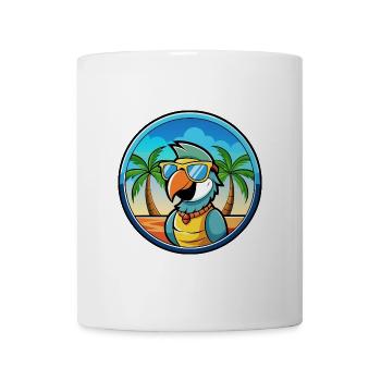 Perroquet Drôle Dessin Animé Plage Été Lunettes De Soleil Cool - Mug blanc - blanc - Devant