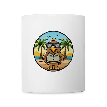 Hawk Lustige Cartoon Sommer Strand Sonnenbrille Aufkleber - Tasse - Weiß - Vorne