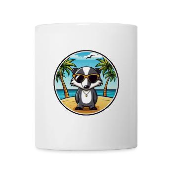 Dachs Lustige Cartoon Sommer Strand Sonnenbrille Cool - Tasse - Weiß - Vorne