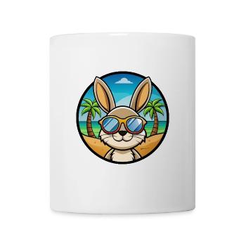 Kaninchen Lustige Cartoon Sommer Strand Sonnenbrille Cool - Tasse - Weiß - Vorne