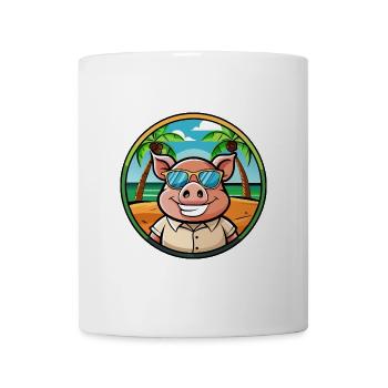 Schwein lustige Cartoon Sommer Strand Sonnenbrille Aufkleber - Tasse - Weiß - Vorne