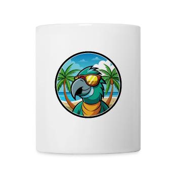 Perroquet Drôle Dessin Animé Plage Été Lunettes De Soleil Cool - Mug blanc - blanc - Devant