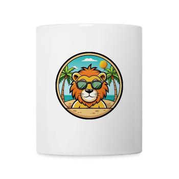 Lion Funny Cartoon Summer Beach Sunglasses Sticker - Mug - white - Front