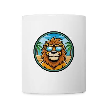Lion Funny Cartoon Summer Beach Sunglasses Sticker - Mug - white - Front