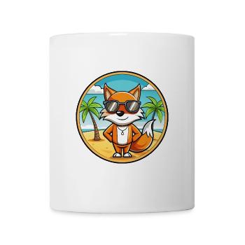 Fuchs Lustige Cartoon Sommer Strand Sonnenbrille Aufkleber - Tasse - Weiß - Vorne