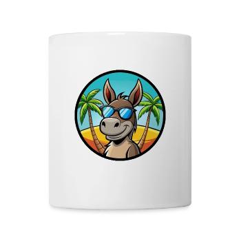 Esel Lustige Cartoon Sommer Strand Sonnenbrille Cool - Tasse - Weiß - Vorne