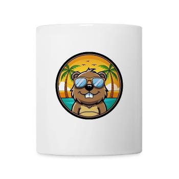 Biber Lustige Cartoon Sommer Strand Sonnenbrille Cool - Tasse - Weiß - Vorne