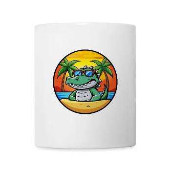 Krokodil Lustige Cartoon Sommer Strand Sonnenbrille - Tasse - Weiß - Vorne