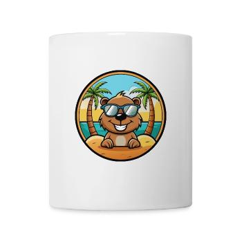 Biber Lustige Cartoon Sommer Strand Sonnenbrille Cool - Tasse - Weiß - Vorne