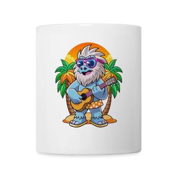 Drôle Yeti Dessin Animé Plage D’été Lunettes De Soleil Guitare - Mug blanc - blanc - Devant