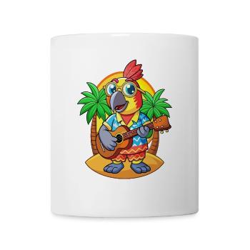 Drôle de perroquet d’été plage lunettes de soleil hawaïenne - Mug blanc - blanc - Devant