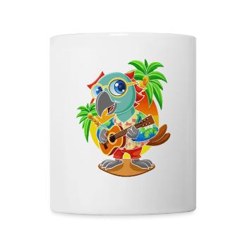 Drôle de perroquet d’été plage lunettes de soleil hawaïenne - Mug blanc - blanc - Devant