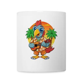 Drôle de perroquet d’été plage lunettes de soleil hawaïenne - Mug blanc - blanc - Devant