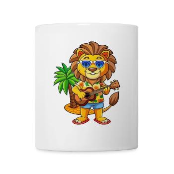 Funny Lion Summer Beach Sunglasses Hawaiian - Mug - white - Front