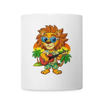 Funny Lion Summer Beach Sunglasses Hawaiian - Mug - white - Front