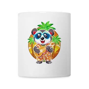 Lustige Panda Cartoon Sommer Strand Sonnenbrille Gitarre - Tasse - Weiß - Vorne