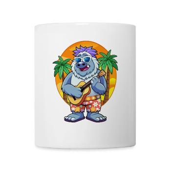 Drôle Yeti Dessin Animé Plage D’été Lunettes De Soleil Guitare - Mug blanc - blanc - Devant