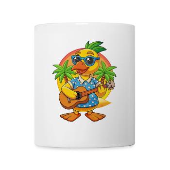 Lustige Ente Cartoon Sommer Strand Sonnenbrille Gitarre - Tasse - Weiß - Vorne