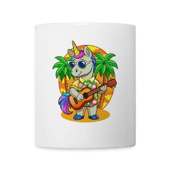 Lustige Einhorn Cartoon Sommer Strand Sonnenbrille - Tasse - Weiß - Vorne