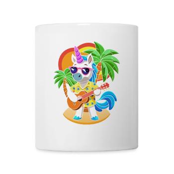 Lustige Einhorn Cartoon Sommer Strand Sonnenbrille - Tasse - Weiß - Vorne