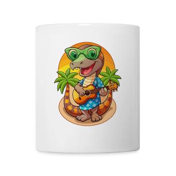 Drôle Serpent Dessin Animé Plage D’été Lunettes De Soleil Guitare - Mug blanc - blanc - Devant