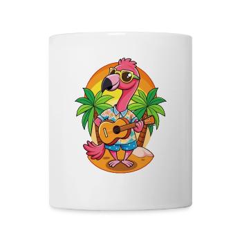 Lustige Flamingo Cartoon Sommer Strand Sonnenbrille - Tasse - Weiß - Vorne