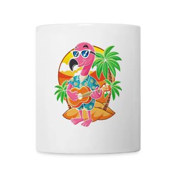 Lustige Flamingo Cartoon Sommer Strand Sonnenbrille - Tasse - Weiß - Vorne